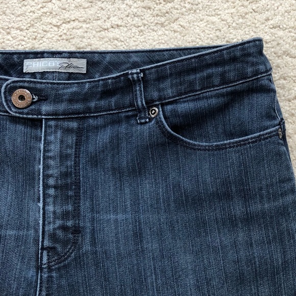 Dark wash ankle jeans with cute zippered back pockets by Chico’s Platinum - Picture 4 of 11